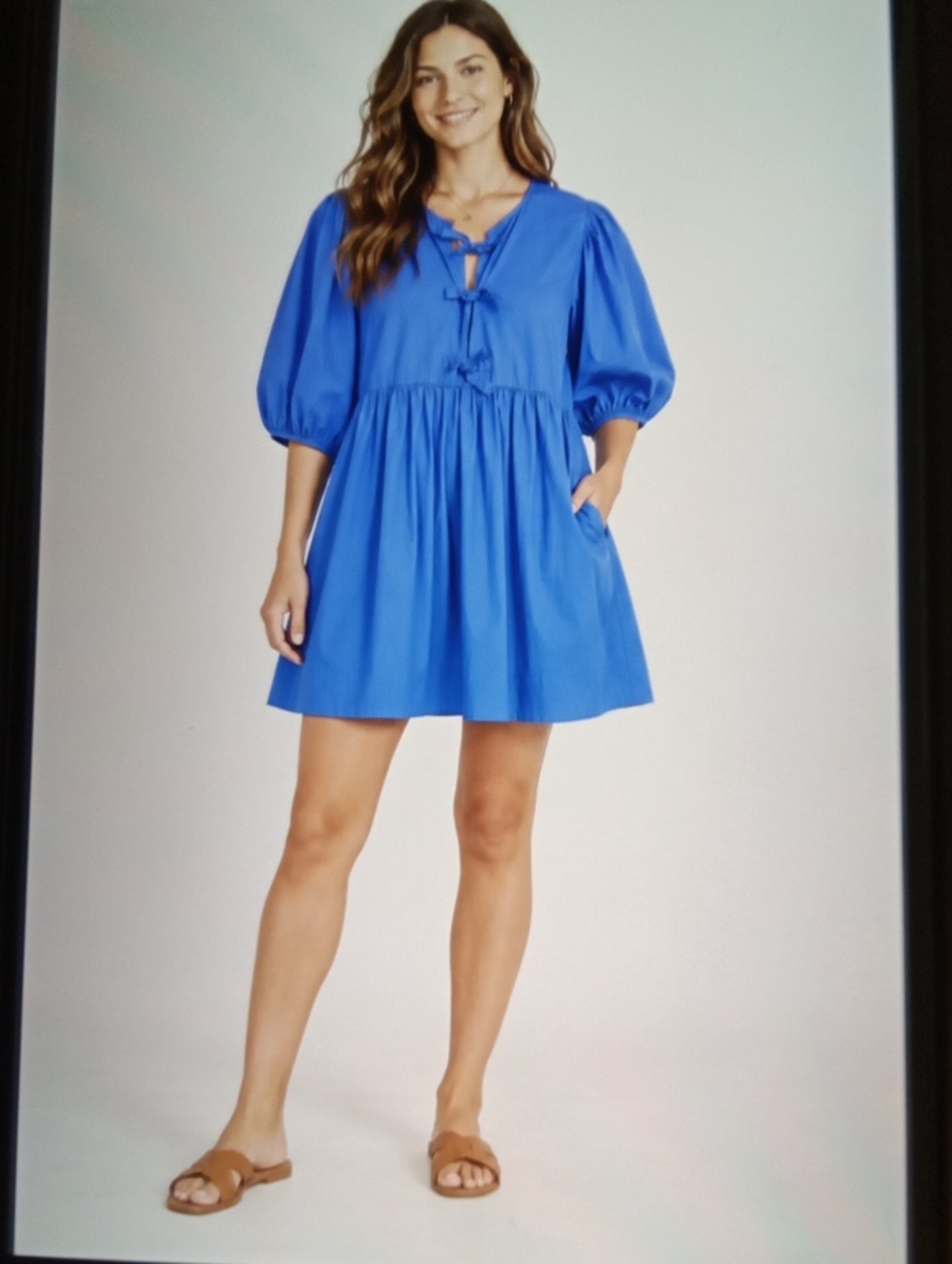 Band Of The Free Cotton Mini Dress Large Side Pockets Boho Babydoll Cottage